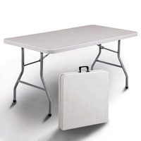 Tragbare weiße rechteckige 6ft faltbare Bankett tisch Outdoor Camping Catering Dining Rechteckige Outdoor-Klapp möbel