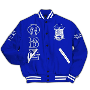 Chaqueta Universitaria Phi Beta Sigma 1914 Azul y Blanca, Parche de Chenilla de Fraternidad Griega, Estilo Universitario, Bordado de Letras, Transpirable - Product Image 3