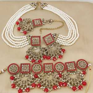 Hermoso collar de Gargantilla tradicional indio de alta calidad con pendientes Earchain y Maang Tikka Ideal para ocasiones festivas - Product Image 4