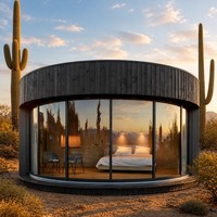 Kit de maison préfabriquée ronde pliable de 20 pieds, de luxe, modèle futuriste, type soucoupe volante, à énergie solaire