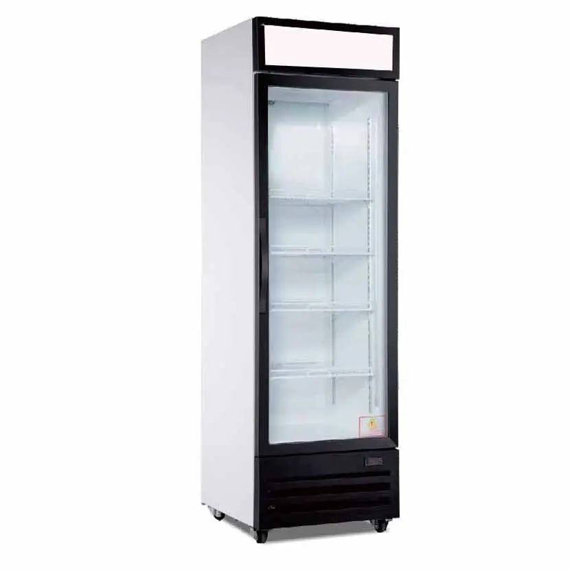 スーパーマーケット用の垂直直立飲用1つのガラスドア冷凍庫ディスプレイ飲料コーラクーラー冷蔵庫