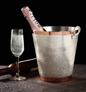 Seau à glace rond en métal en laiton AK brun fini avec couvercle et cuillère argentée seau de luxe pour bar/articles de fête - Product Image 5