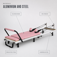 Reformer de Pilates en alliage d'aluminium, robuste, capacité de charge de 150 kg, coussin en cuir PU, quincaillerie en acier inoxydable, intégré au studio de Pilates