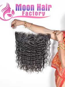 Produit original, cheveux humains indiens bruts d'aspect naturel, frontal bouclé, non traités, cuticules alignées, prix de gros - Product Image 5