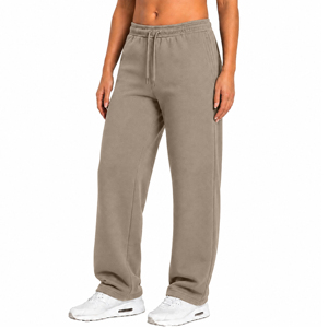 Pantalon de survêtement décontracté pour femme, respirant, écologique, taille mi-haute, en molleton technique, coupe ample à jambe large, avec cordon de serrage (S-3XL) - Product Image 4