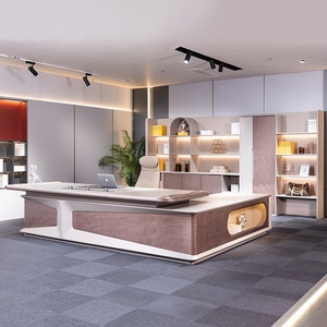 Professional <b>Large</b> Timber Office <b>Desk</b> With Privacy Panels - Product Image 3