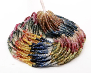 Cadena de Cuentas de Piedras Preciosas Multicolores de 4mm-5mm, Rubí, Zafiro, Piedras Preciosas - Gemas Mehrajudin AA-115 Certificadas por Terceros para Joyería - Product Image 4