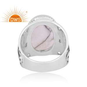 Anillo de declaración de piedras preciosas de howlita Natural de plata esterlina oxidada de gran venta, joyería personalizada para regalo de mujer para ella - Product Image 4