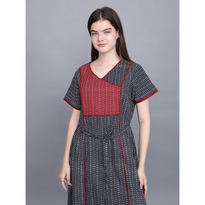 Chemise de nuit longue Evolve pour femme 100 % coton gris, ultra douce, à manches courtes, décontractée et confortable - Product Image 1