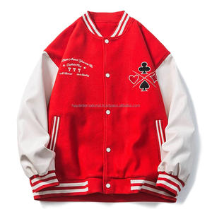 Veste de grande taille en laine brodée de Chenille pour femme, haut personnalisé de haute qualité, couleur rouge - Product Image 1