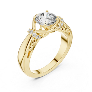 Anillo de Aniversario de Oro Amarillo de 14K con Diamante Cultivado en Laboratorio de 1.12 Ct, Redondo, Certificado por IGI, Anillo de Compromiso Nuevo con Diamante Cultivado para Mujer - Product Image 6