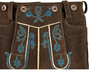 กางเกงขาสั้นหนังกลับวัวแท้ของผู้ชายแบบบาวาเรียปักกระดุมด้านหน้าทนทานพร้อมห่วงเข็มขัดสำหรับเทศกาลเยอรมัน - Product Image 6