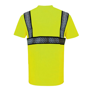 T-shirt haute visibilité avec logo personnalisé T-shirt de construction à manches courtes de sécurité réfléchissant classe 2 chemises de travail réfléchissantes jaune fluorescent - Product Image 6