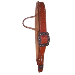 Cabestro Ecuestre Occidental de Estilo Rústico con una Orejera, Hecho a Mano en Cuero Vacuno Americano, Brida de Vaquero con Conchos, para Montar a Caballo - Product Image 1