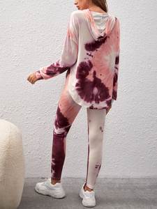 Personnalisable Tie Dye Slim Fit Spandex/Coton Polaire Ensembles d'entraînement Logo complet Pantalon de survêtement à capuche XL Respirant Écologique - Product Image 6