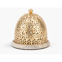 Brûleur d'encens rond en métal, vente directe d'usine, brûleur d'encens arabe du Moyen-Orient, design feuilles dorées