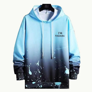 Men's Embroidered Gradient Color Pullover Hoodies Pocket Design Winter Digital Printing Polyester/Cotton <b>Material</b> Customized - Product Image 1