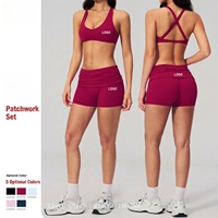 Setelan Yoga Crossback Musim Panas untuk Wanita, Set Legging Pinggang Tinggi, Pakaian Olahraga Cepat Kering dan Bernapas, Pakaian Aktif Yoga Fitness