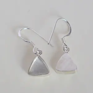 Plata de Ley 925 Ajuste en blanco Par de pendientes Collet 7 MM a 30 MM Forma de trillón Bisel de piedras preciosas Copa Pendiente en blanco Joyería - Product Image 3