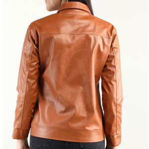 Veste en cuir à col rabattu de couleur personnalisée Grande veste en cuir Veste pour femmes en vente en ligne - Product Image 2