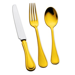 Cubiertos de metal de acero inoxidable, cubiertos de gran calidad, vajilla hecha a mano, juego de cubiertos con acabado chapado en oro - Product Image 3