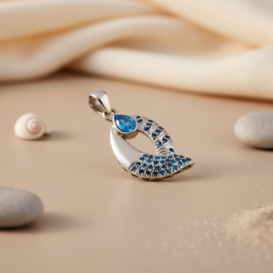 Colgante Moderno de Plata 925 con Gema Azul y Baño de Rodio en Oro Rosa para Mujer, Estilo Religioso, Joyería con Dije - Product Image 3