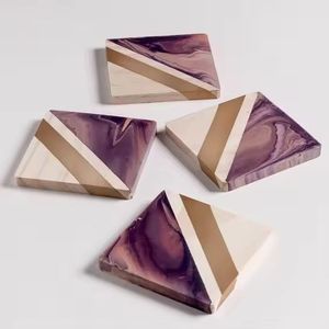 Best Price Bulk <b>Sale</b> Coaster <b>Set</b> of 4 Wooden Epoxy Resin <b>Tea</b> Cup Mats & Pads <b>for</b> Home Kitchen Table Decor - Product Image 5