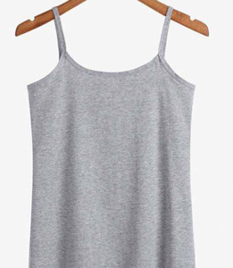 Women's Blue Scoop <b>Neck</b> Sleeveless Knitted Tank Top Short Casual Solid Color Breathable Cotton Fixed <b>Pad</b> - Product Image 3
