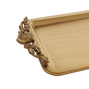 Plateau en aluminium à poignée décorative en or royal de haute qualité à prix abordable en provenance d'Inde - Product Image 3