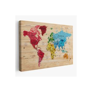 1812 di stampa su tela dettagliata e decorativa con mappa del mondo in legno