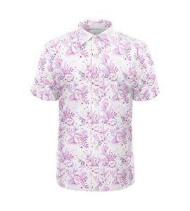 Chemise de golf boutonnée pour homme personnalisée avec imprimé floral moderne, tissu extensible respirant, coupe confortable, vêtements de golf pour club - Product Image 3