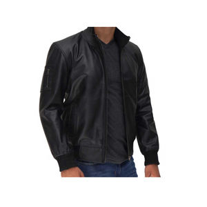 Vente chaude Veste en cuir pour homme d'hiver Logo frontal personnalisé noir Coupe-vent Respirant Service OEM Haute qualité - Product Image 3