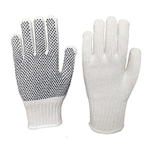 Top Selling White <b>Bleached</b> Black PVC Dots Machine Knitted Gloves Sizes Colors Options for Daily Use Cotton Gloves & Mittens - Product Image 1