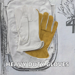 Gants de travail en cuir de vachette double pour hommes et femmes, respirants, sans silicone, robustes, pour le jardinage, les travaux de jardinage en plein air - Product Image 6