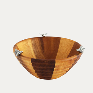 จานเสิร์ฟพาสต้าบะหมี่แบบวินเทจชามซุปทำจากไม้ทรงกลมชามสลัดผึ้งสำหรับใช้ในบ้าน - Product Image 1