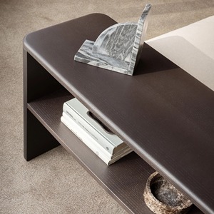 Aparador moderno hecho a mano de madera maciza de roble con tapa de mármol travertino Almacenamiento de espacio inteligente para sala de estar - Product Image 6