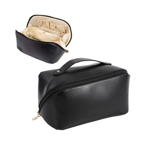 Luxury Leather Handled Eco-Friendly Multi-Purpose Cosmetic <b>Bag</b> Zipper Closure Large Capacity Makeup <b>Bag</b> for <b>Women</b> Travel Daily - Product Image 2