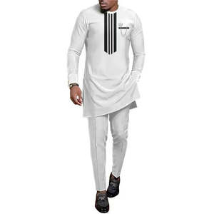 High Quality <b>Men's</b> Set <b>African</b> 2-Piece Casual Long Sleeve Shirt Tops Pants Suit Dashiki Traditional <b>Clothing</b> Breathable Quick - Product Image 2