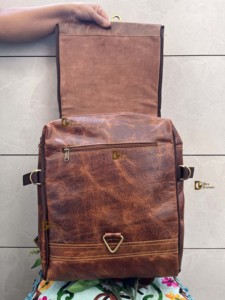 Nuevo diseño Crunch Mochila de cuero Elegante Multi Usos Venta caliente Mochila de cuero real Venta al por mayor Producto a granel Bolsos unisex - Product Image 5