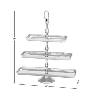 American Style Gold Fineshed Customized Shape and Size Three-<b>tier</b> Rectangular Silver Color <b>Cake</b> Stand Hand Wash Only Tabletop - Product Image 2
