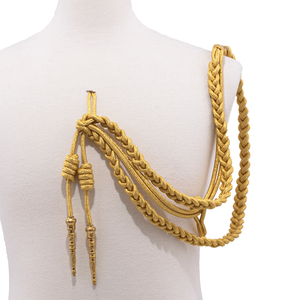 Cordes d'uniforme Aiguillette d'épaule de fil d'argent d'usine faites à la main avec des bouts en métal - Product Image 3