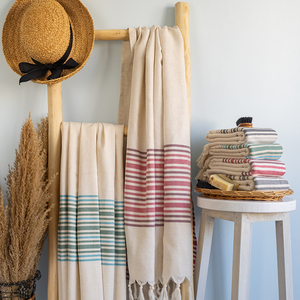 Meilleur prix Luxe Coton Lin Mélange Premium Turc Peshtemal Fouta Doux Séchage Rapide Sans Sable Logo Personnalisé Serviette pour Plage Piscine - Product Image 4