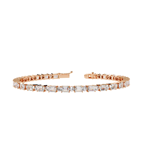 สร้อยข้อมือเพชรแล็บ 6.95 กะรัต ทรงมรกตและทรงกลม ทอง 10K 14K 18K และเงิน 925 ของขวัญสุดหรูสำหรับเธอ Maz Jewels - Product Image 3