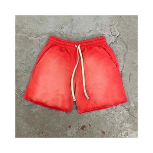 กางเกงขาสั้นผ้าคอตตอนผ้าเทอร์รี่สำหรับผู้ชายกางเกงขาสั้นผ้าเทอร์รี่แนวสตรีทแวร์วินเทจซีดจาง - Product Image 1