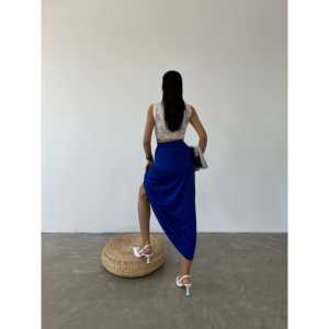 Satin for Scuba Flared <b>Skirt</b> with <b>Elastic</b> Waist-Scuba Flared Satin <b>Skirt</b> - Product Image 4