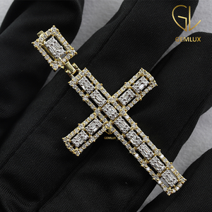 สร้อยข้อมือเพชรโมอิสซาไนท์ทำด้วยมือทรงเสน่ห์สไตล์ฮิปฮอปแบบ Baguette & round CUT D VVS Moissanite - Product Image 3