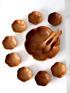 Tazón de Madera Maciza Hecho a Mano, Tazón Decorativo para Servir, Tazón de Madera Natural para Ensaladas y Frutas, Decoración Ecológica para el Hogar y la Cocina - Product Image 6