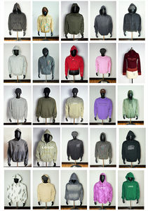 เสื้อฮู้ดดี้สไตล์วินเทจผ้าเฟรนช์เทอร์รี่ทรงสตรีทแวร์สำหรับผู้ชาย  ตกแต่งด้วยงานปัก  ปะ  ประดับเพชร  ซิป  และการฟอกสีแบบแอซิดวอช - Product Image 6