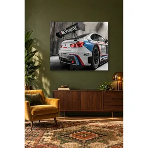 Impression sur toile de voiture de course BMW blanche à ailes Fida M Power - Product Image 2