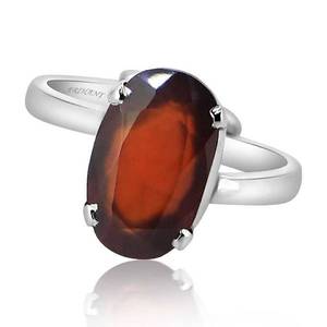 Gomed Hessonite Garnet 3.25-12.25 Ratti Natural Certified Astrological Gemstone 925 Silver Prong Setting <b>Adjustable</b> <b>Ring</b> - Product Image 1